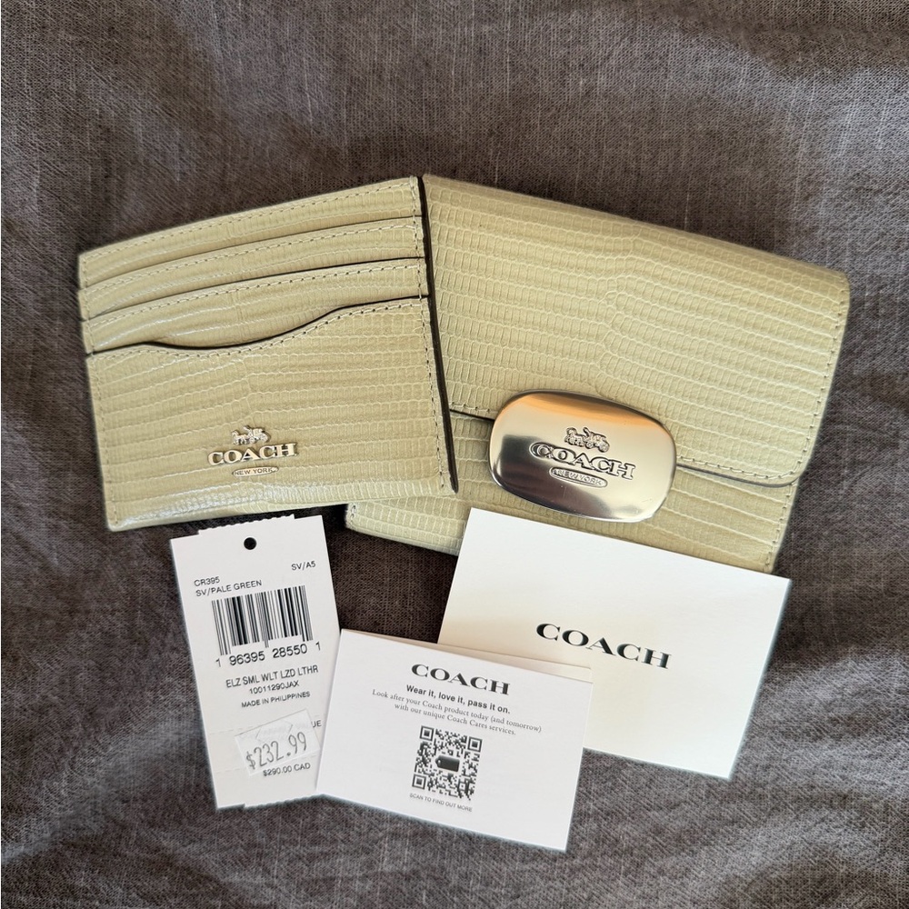 Coach Light Green and Cream Wallet Set